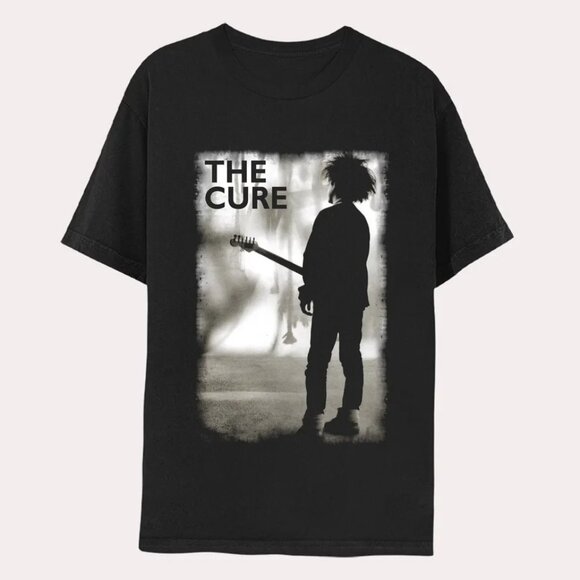 The Cure Tops - MENS THE CURE GRAPHIC BAND SHIRT BLACK CREW SHORT SLEEVE STANDARD FIT SIZE SMALL